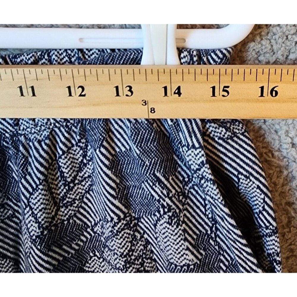 Lands End Elastic Waist Sport Knit Straight Leg Crop Capri Pants Blue Floral MP - Picture 2 of 14